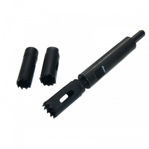 Set of deep cutters for loosing sized injectors 17, 19, 20 mm with holder, 4 pcs