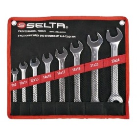 Double opened end wrench set in a case, 8 pcs, 8 x 9 mm - 22 x 24 mm