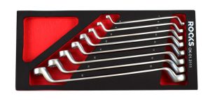 ROOKS Zestaw kluczy oczkowych odgiętych 8 elementów