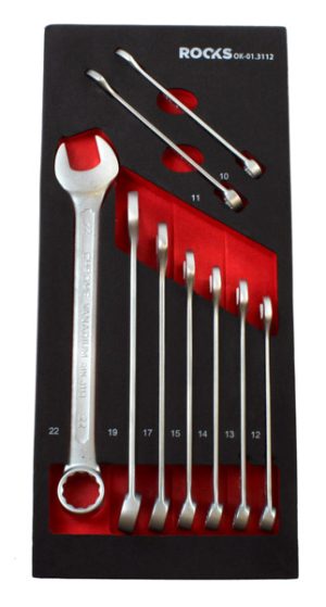 ROOKS Zestaw kluczy płasko-oczkowych 10-22 mm 9 elementów