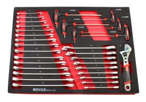 ROOKS Zestaw kluczy płasko-oczkowych 6-22 mm imbusowych i kluczy nastawnych 31 elementów