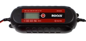 ROOKS Prostownik elektroniczny - inteligentny SMART 12/24V 8 A 230 AH LCD zestaw dodatkowych akcesoriów