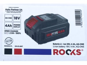 ROOKS 18 V AQ-ONE Bateria Li-ion 4 Ah