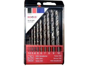 ROOKS Wiertła do metalu PRO HSS G 900 N/mm2 komplet 10 elementów 1 / 2 / 3 / 4 / 5 / 6 / 7 / 8 / 9 / 10 mm DIN 338