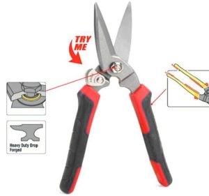 ROOKS Nożyce techniczne do PVC wykładzin linek drutu gumy CrV-TIN