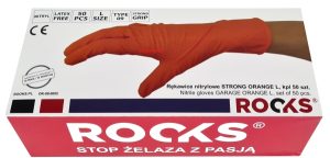 ROOKS Rękawice nitrylowe STRONG ORANGE L komplet 50 sztuk