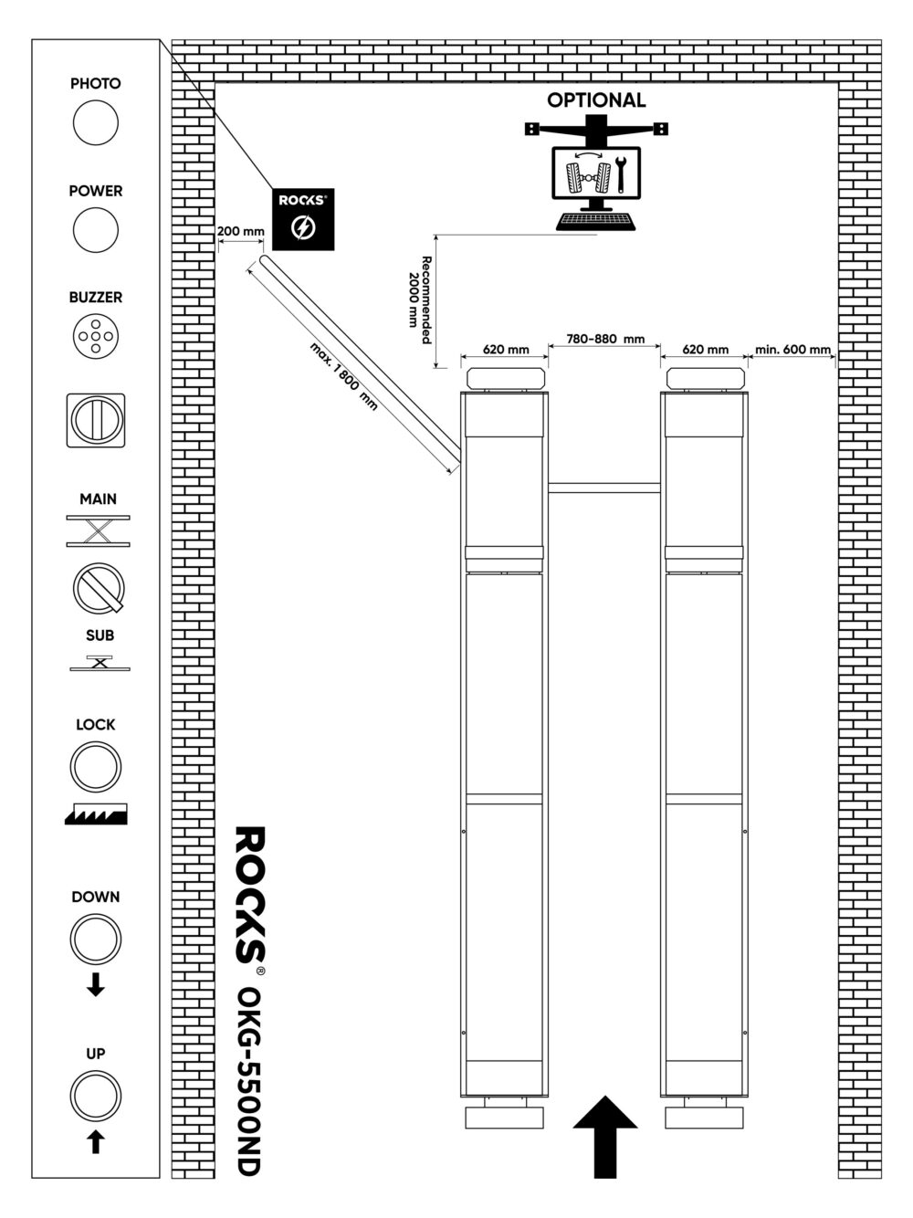 ROOKS Podnośnik nożycowy najazdowy diagnostyczny 5,5 pod geometrię OKG-5500ND