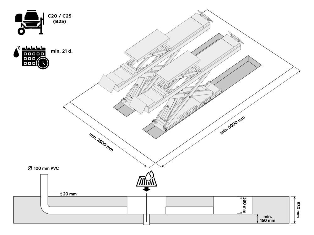 ROOKS Podnośnik nożycowy najazdowy diagnostyczny 5,5 pod geometrię OKG-5500ND