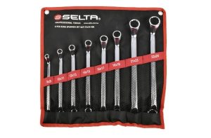 SELTA Zestaw kluczy oczkowych odgiętych w etui 8 elementów 8 x 9 mm - 22 x 24 mm