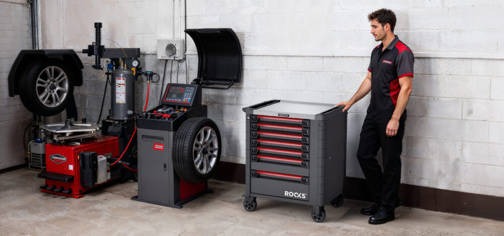 warsztat samochodowy ROOKS szafka narzędziowa montażownica