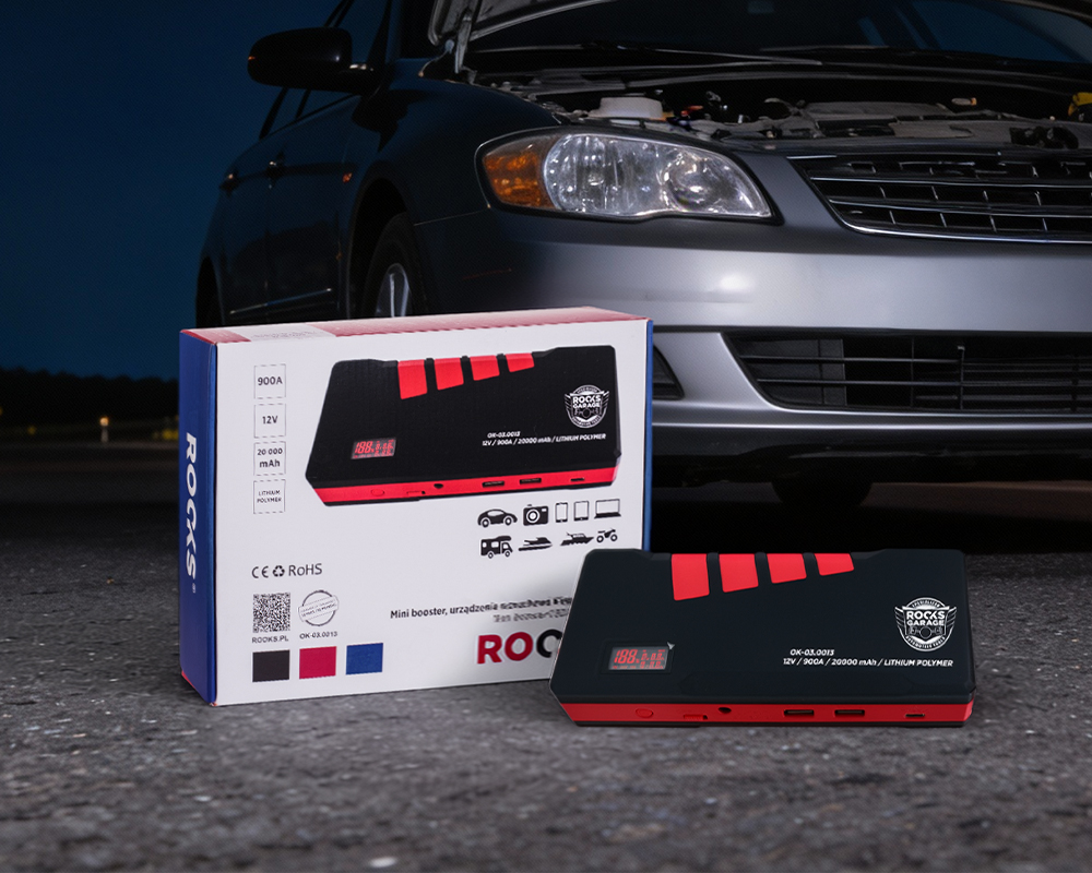 ROOKS Mini booster – urządzenie rozruchowe KING SIZE 900 A 20000 mAh 12 V