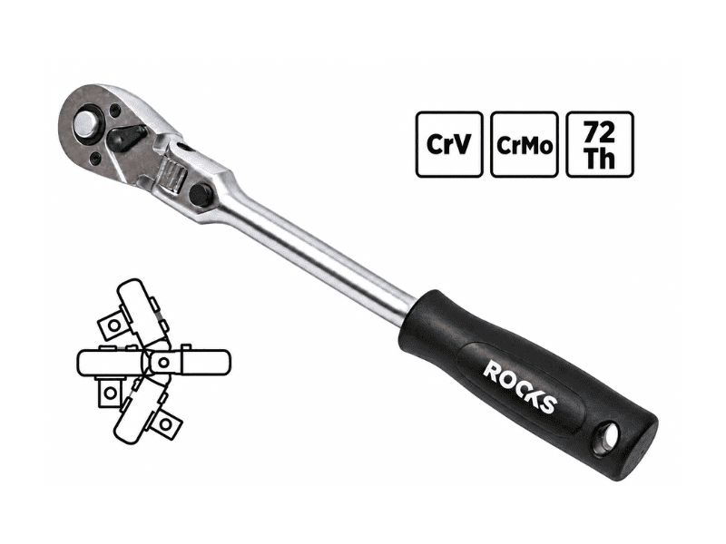 ROOKS mocna grzechotka 1/2" z przegubem do pracy pod kątem | OK-01.0338