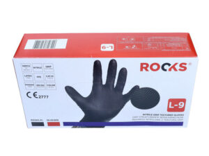 ROOKS Rękawiczki nitrylowe L GRIP STRONG czarne 50 sztuk
