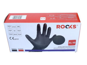 ROOKS Rękawiczki nitrylowe XL GRIP STRONG czarne 50 sztuk