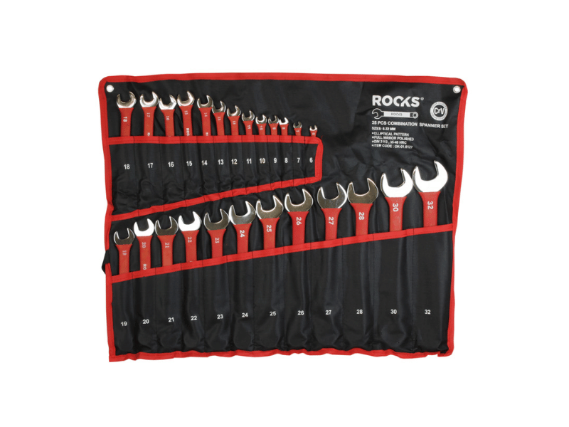 ROOKS Zestaw kluczy płasko-oczkowych soft grip 25 elementów 6-28, 30, 32 mm