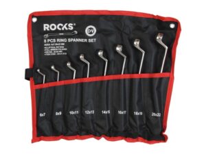 ROOKS Zestaw kluczy oczkowych odgiętych 6–22 mm 8 sztuk